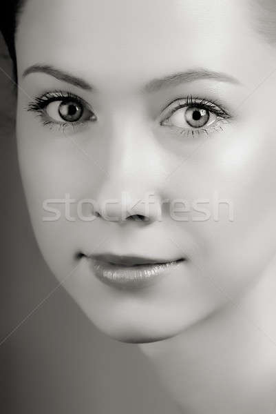Portré lány stúdió fiatal lány szürke közelkép Stock fotó © Andriy-Solovyov