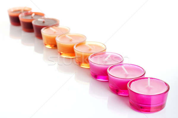 Foto stock: Colorido · velas · vidro · isolado · branco