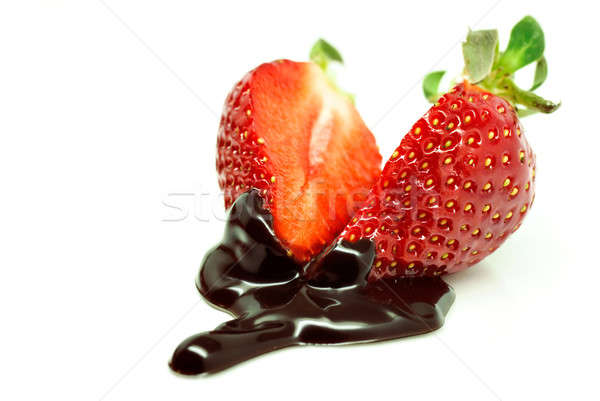 Delicious strawberry with chocolate sauce Stock photo © Anettphoto