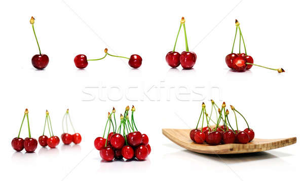 Collection of sweet red cherries Stock photo © Anettphoto