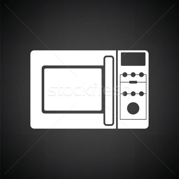Micro golf oven icon zwart wit voedsel Stockfoto © angelp