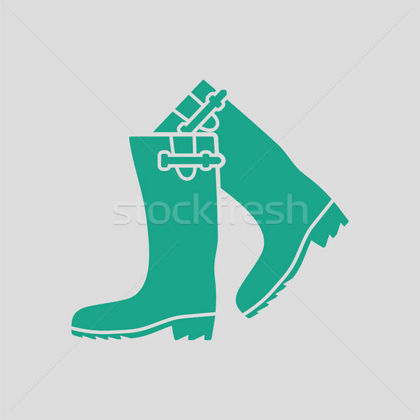 Gummistiefel Symbol grau grünen Arbeit Arbeitnehmer Stock foto © angelp