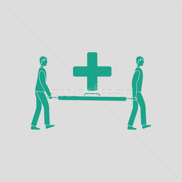 Soccer medical staff carrying stretcher icon Stock photo © angelp