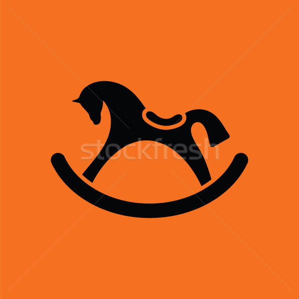 Koń na biegunach pomarańczowy czarny drewna szczęśliwy dziecko Zdjęcia stock © angelp