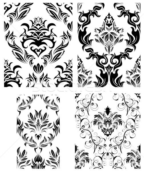 Stock photo: seamless damask patterns set