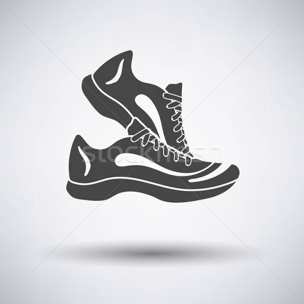 Stock fotó: Fitnessz · sportcipők · ikon · szürke · terv · testmozgás