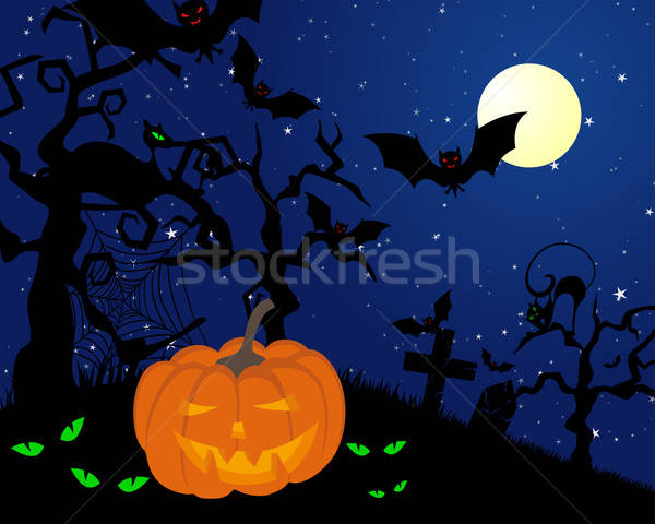 Gelukkig halloween kaart wenskaart huis gezicht Stockfoto © angelp