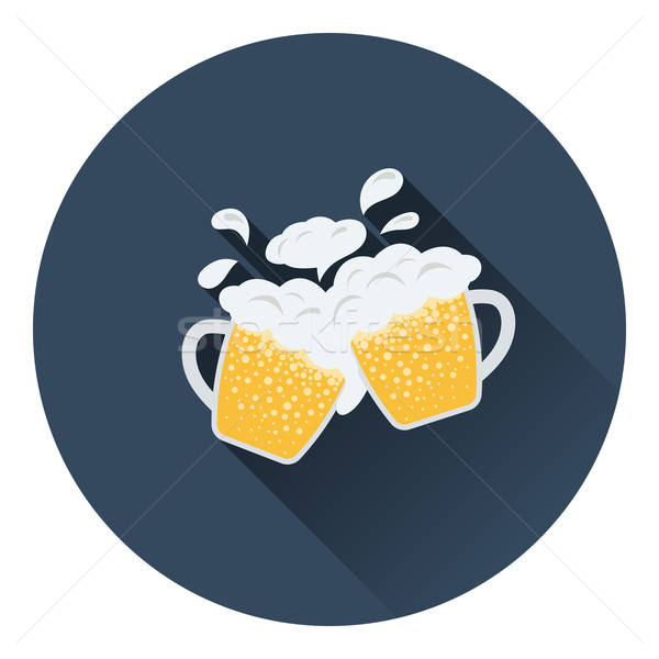 Foto stock: Dos · cerveza · volar · espuma · icono