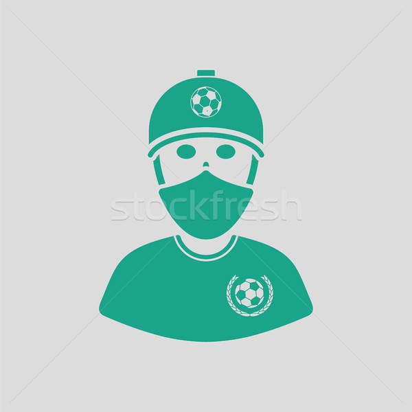 Foto stock: Fútbol · ventilador · cubierto · cara · bufanda · icono