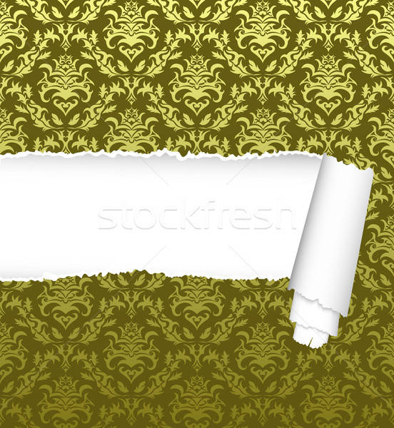 Stock photo: seamless damask pattern with ripped copy-space