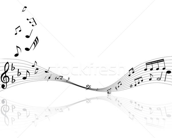 Notes de musique lignes design fond clé noir [[stock_photo]] © angelp