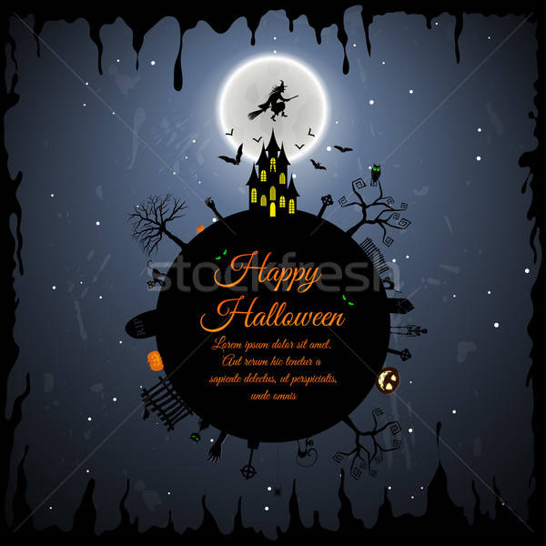 Halloween üdvözlőlap boldog elegáns terv kastély Stock fotó © angelp