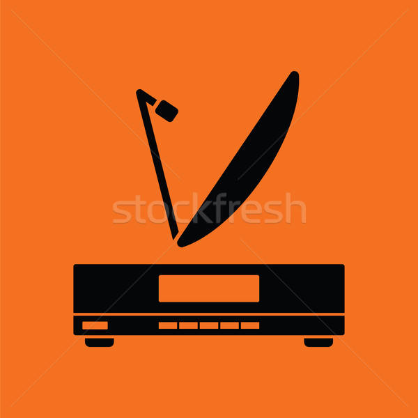 Foto stock: Satélite · antena · icono · naranja · negro · televisión