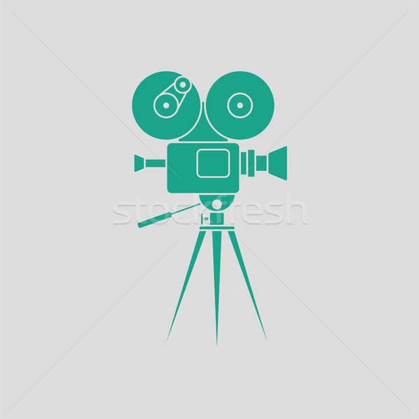 Retro mozi kamera ikon szürke zöld Stock fotó © angelp