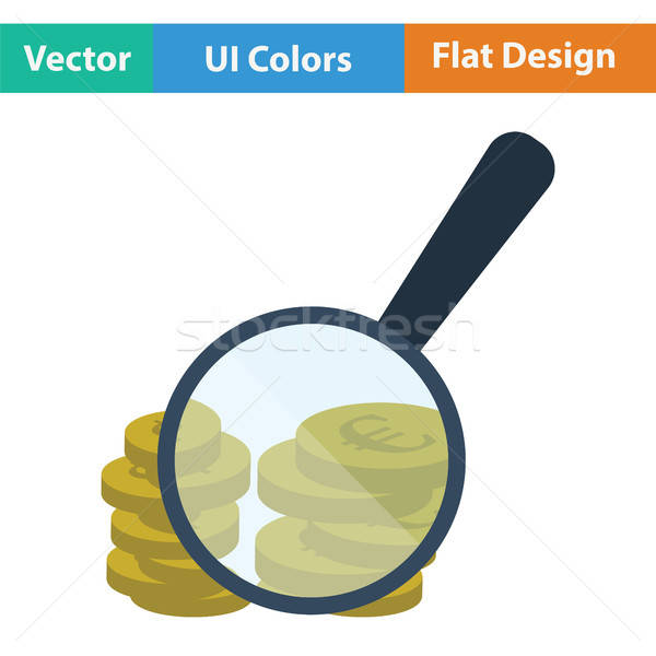 ストックフォト: 拡大鏡 · コイン · スタック · アイコン · ビジネス · お金