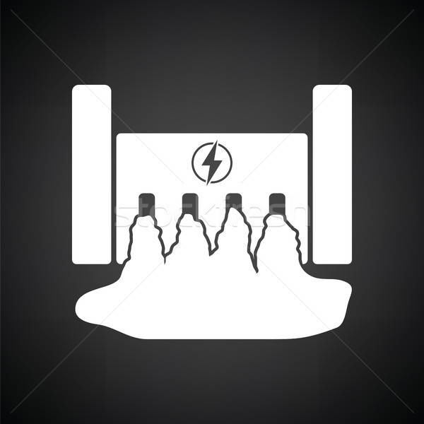 Elektromos erőmű ikon feketefehér víz felirat fekete Stock fotó © angelp