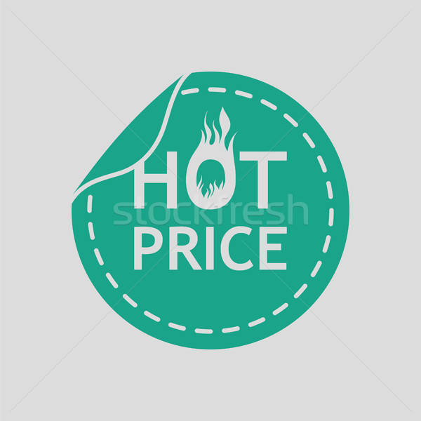 Hot cena ikona szary zielone papieru Zdjęcia stock © angelp