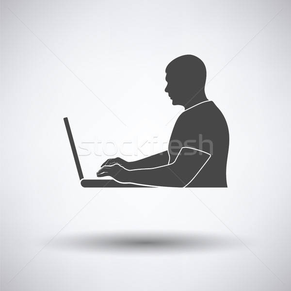 Schrijver werk icon grijs computer internet Stockfoto © angelp