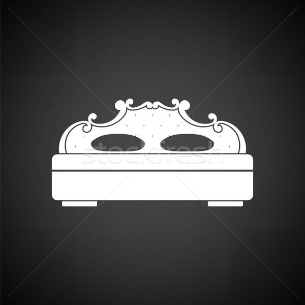 Yatak ikon siyah beyaz imzalamak oda mobilya Stok fotoğraf © angelp