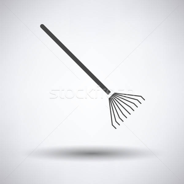 Stock foto: Rake · Symbol · grau · Holz · Hintergrund · Metall