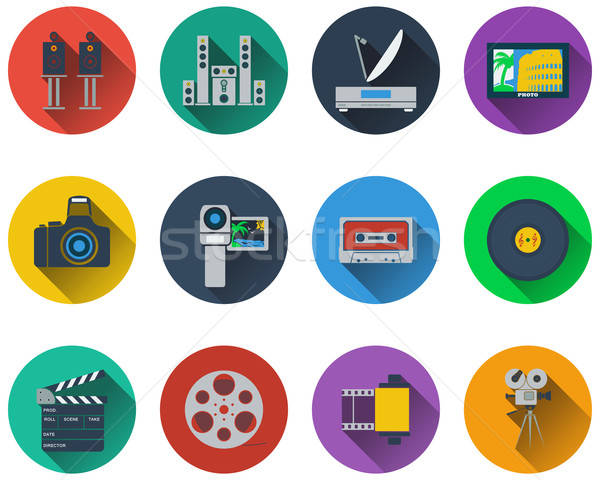 Set of multimedia icons in flat design Stock photo © angelp