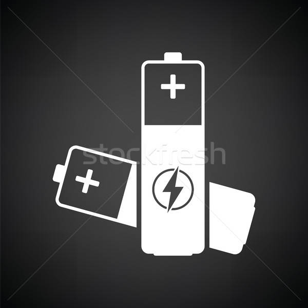 Elektryczne baterii ikona czarno białe technologii sztuki Zdjęcia stock © angelp