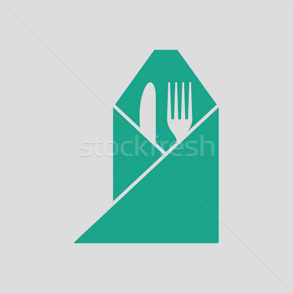 Fork and knife wrapped napkin icon Stock photo © angelp