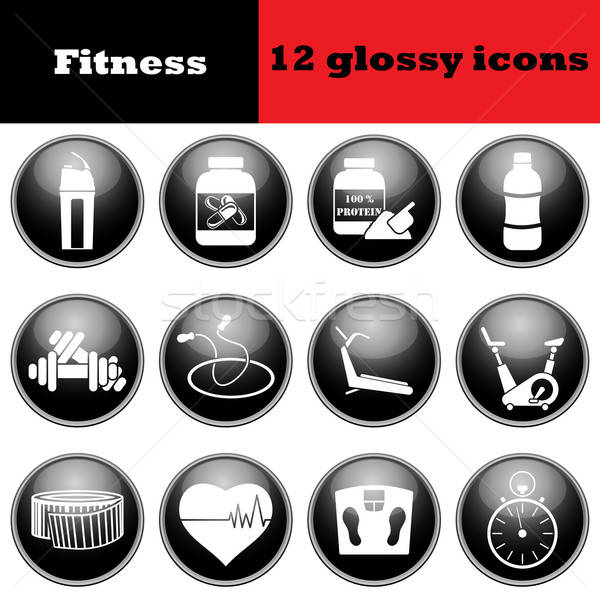 Set of fitness glossy icons Stock photo © angelp