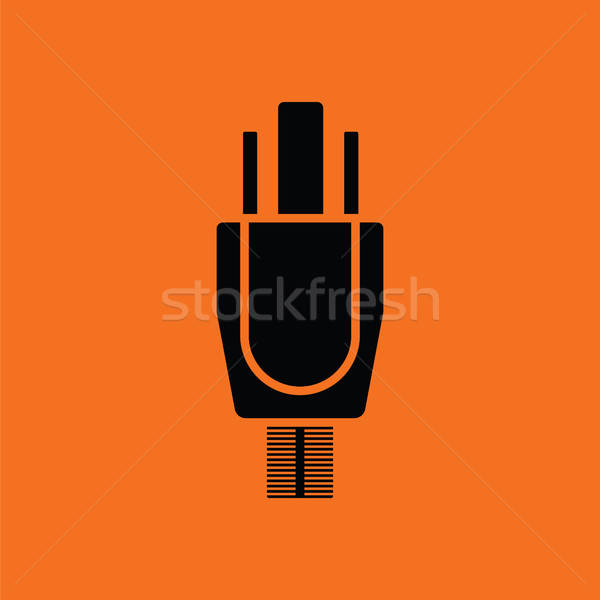 [[stock_photo]]: électrique · plug · icône · orange · noir · technologie