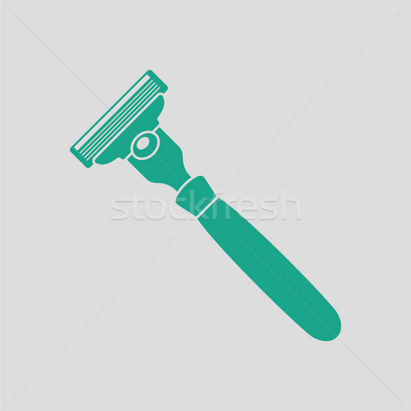 Biztonság borotva ikon szürke zöld haj Stock fotó © angelp