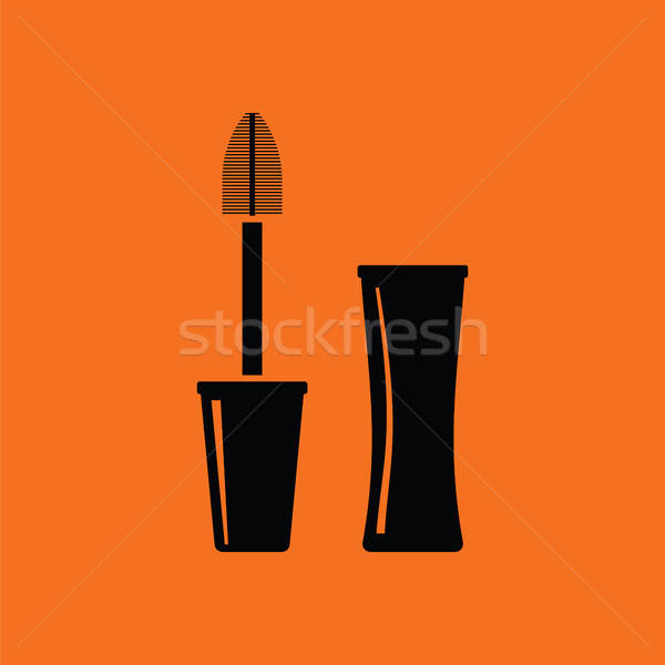 Tusz do rzęs ikona pomarańczowy czarny kobieta dziewczyna Zdjęcia stock © angelp