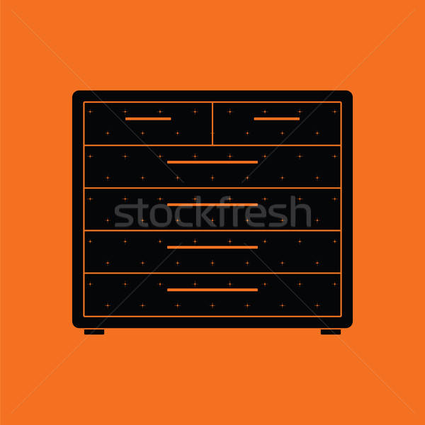 Poitrine tiroirs icône orange noir bois Photo stock © angelp