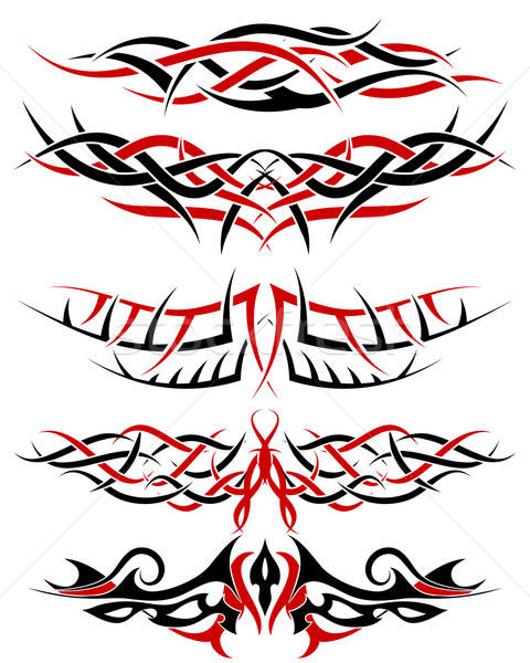 タトゥー セット 黒 赤 パターン 部族 ストックフォト © angelp