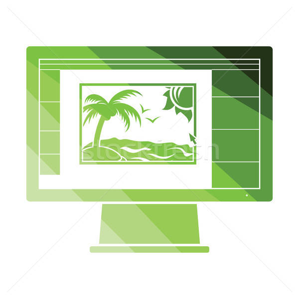 Symbol Foto Editor Monitor Bildschirm Farbe Stock foto © angelp