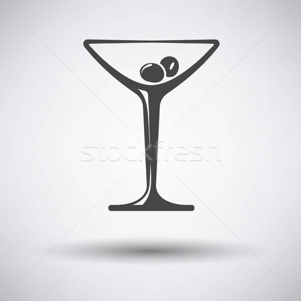Icon cocktail glas olijven grijs teken Stockfoto © angelp