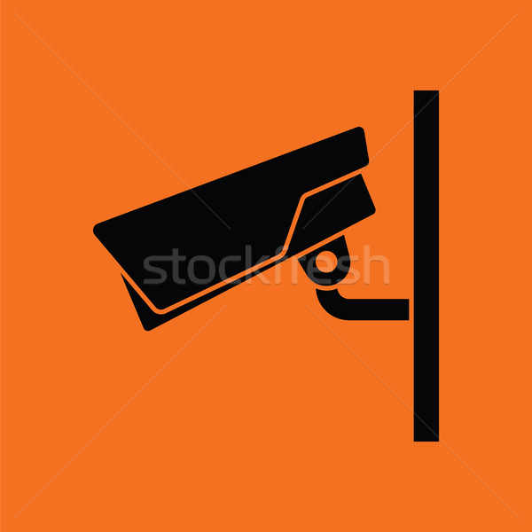 Cámara de seguridad icono naranja negro seguridad signo Foto stock © angelp