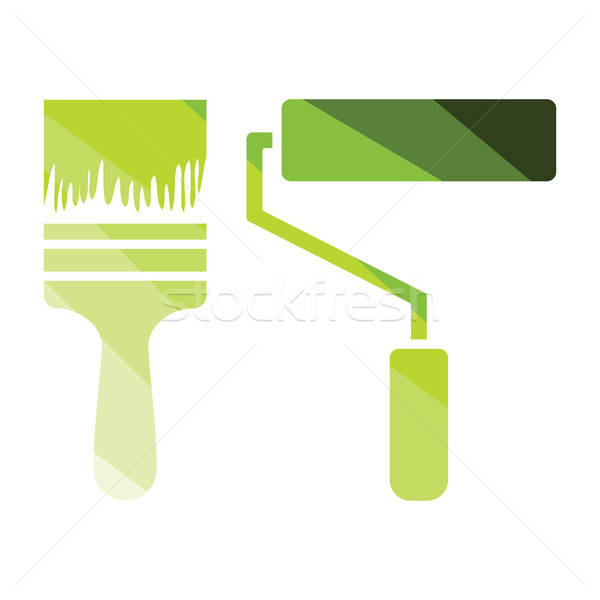 Icon of construction paint brushes Stock photo © angelp