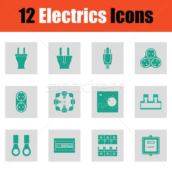 Electrics icon set Stock photo © angelp