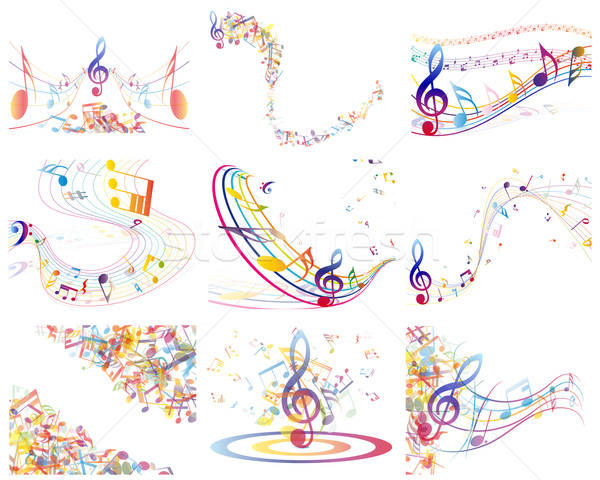 Musical hangjegyek személyzet átláthatóság eps10 felirat Stock fotó © angelp