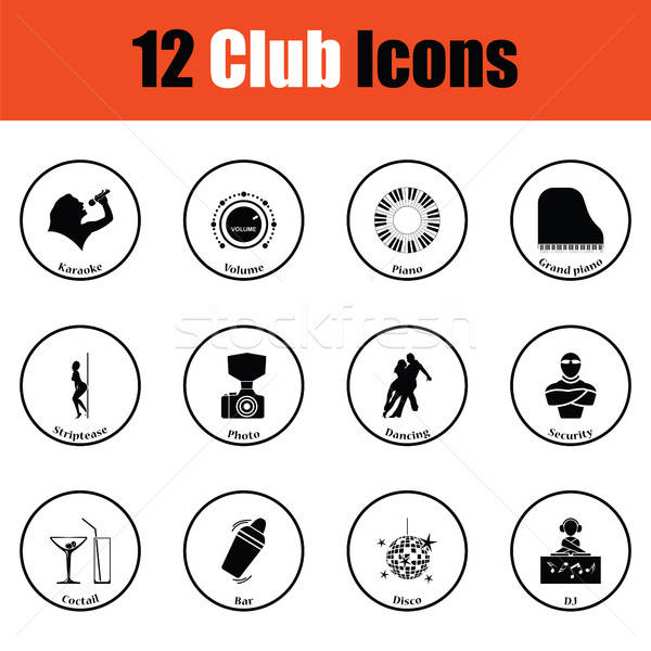 Szett tizenkettő éjszakai klub ikon szett ikonok vékony Stock fotó © angelp