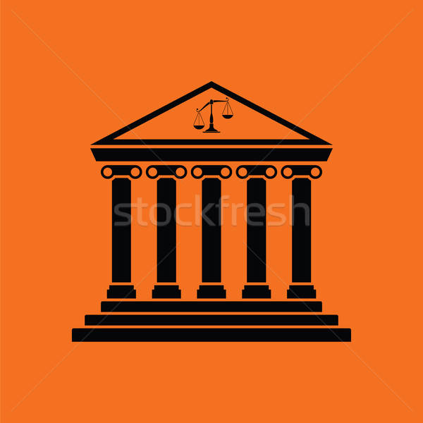 Gerichtsgebäude Symbol orange schwarz Business Gebäude Stock foto © angelp