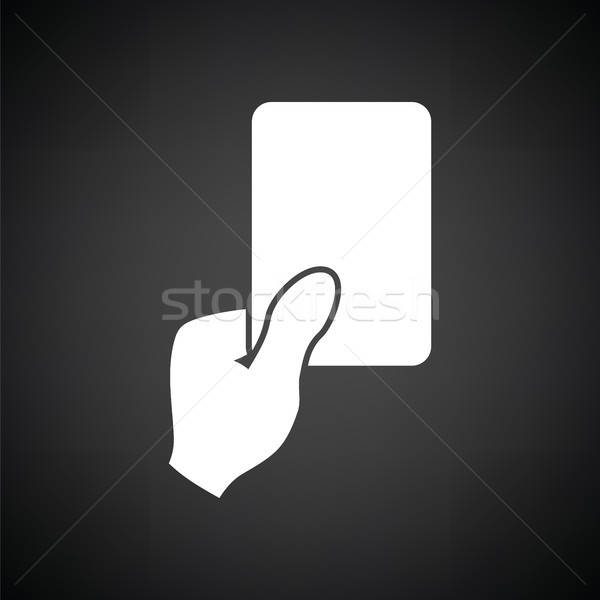 Foto stock: Fútbol · árbitro · mano · tarjeta · icono · blanco · negro