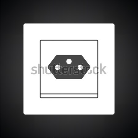 электрические гнездо икона черно белые знак черный Сток-фото © angelp