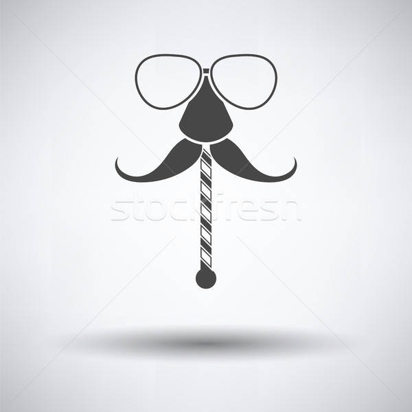 óculos bigode ícone cinza cara moda Foto stock © angelp