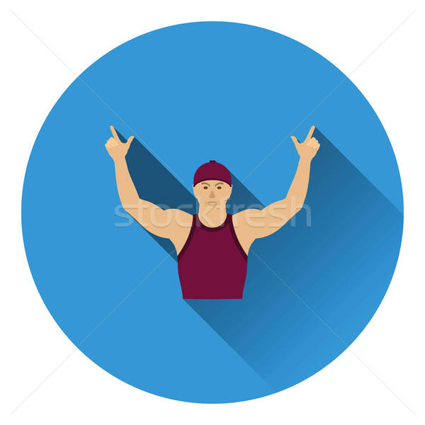Football fan with hands up icon Stock photo © angelp