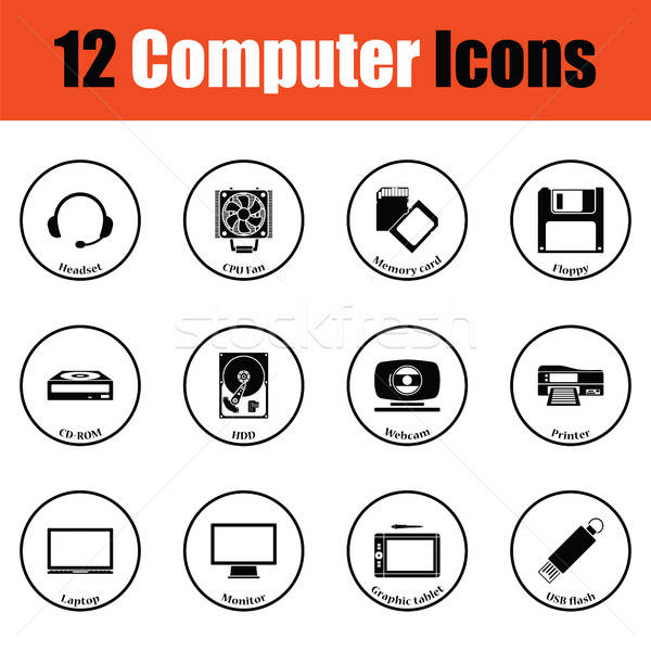 Set icone del computer sottile cerchio design internet Foto d'archivio © angelp