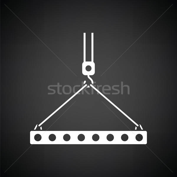 Stock photo: Icon of slab hanged on crane hook by rope slings 