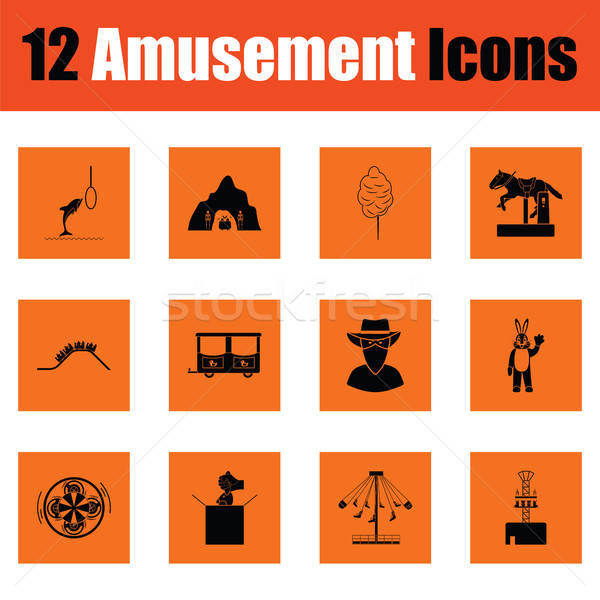 Amusement park icon set Stock photo © angelp
