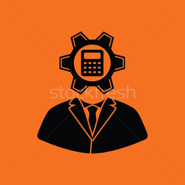 Analist versnelling calculator binnenkant icon oranje Stockfoto © angelp