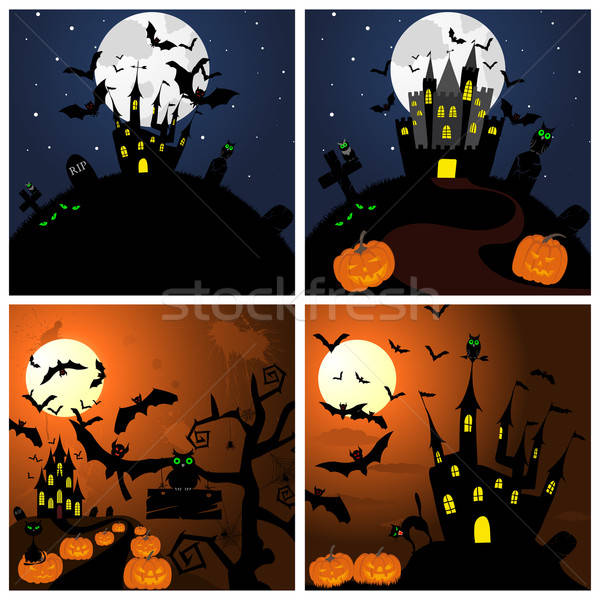 Set of Halloween Greeting Cards Stock photo © angelp